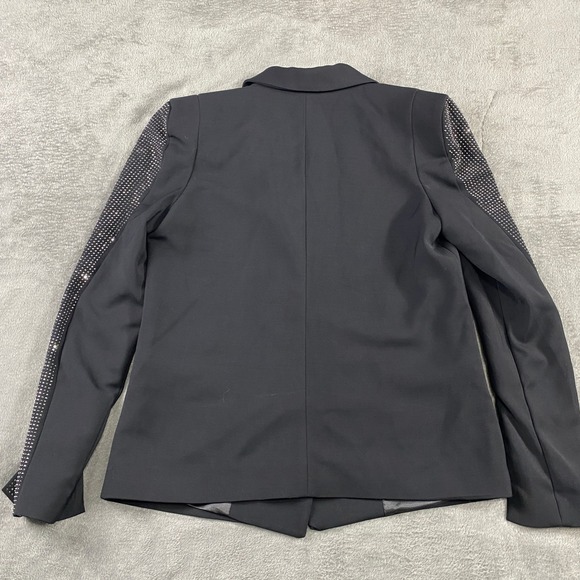 H&M Black Blazer Women's Size 4 Rhinestone Embellished‎ Lapel and Sleeves Party - Picture 2 of 14